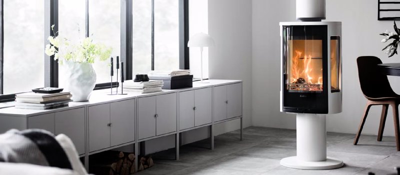 Contura 886 wit - Glasdeur, aluminium gelakte bovenplaat