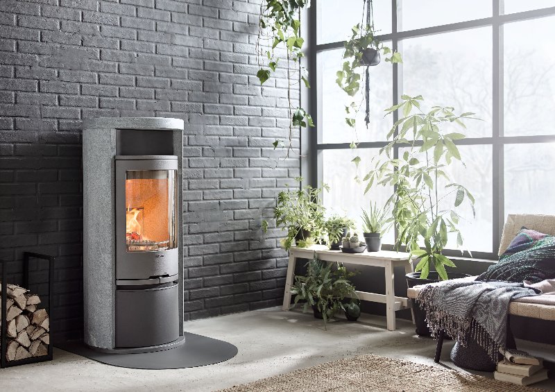 Contura 620T cinza - Porta de ferro fundido com porta de aço