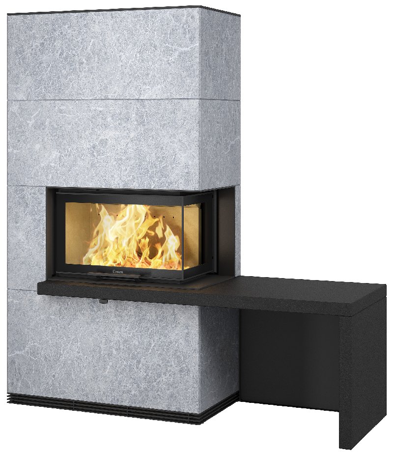 Contura i41T met plank en bank in het zwart