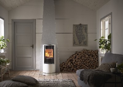 Contura 510 branco - Porta de vidro, tabuleiro de vidro