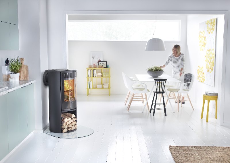 Contura 510 zwart - Glazen deur, gietijzeren rooster