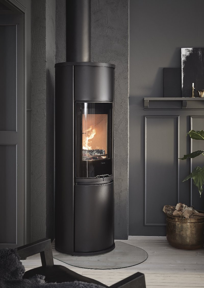 Contura 690 zwart - Glazen deur, gelakte aluminium bovenplaat