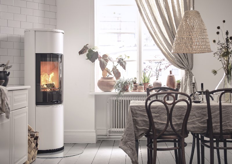 Contura 690 wit - Glasdeur, aluminium gelakte bovenplaat