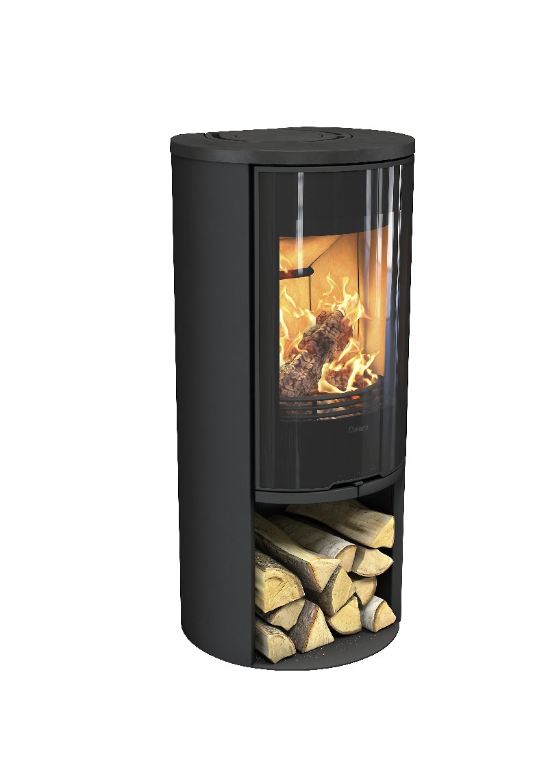 Contura 510 zwart - Glazen deur, gietijzeren rooster
