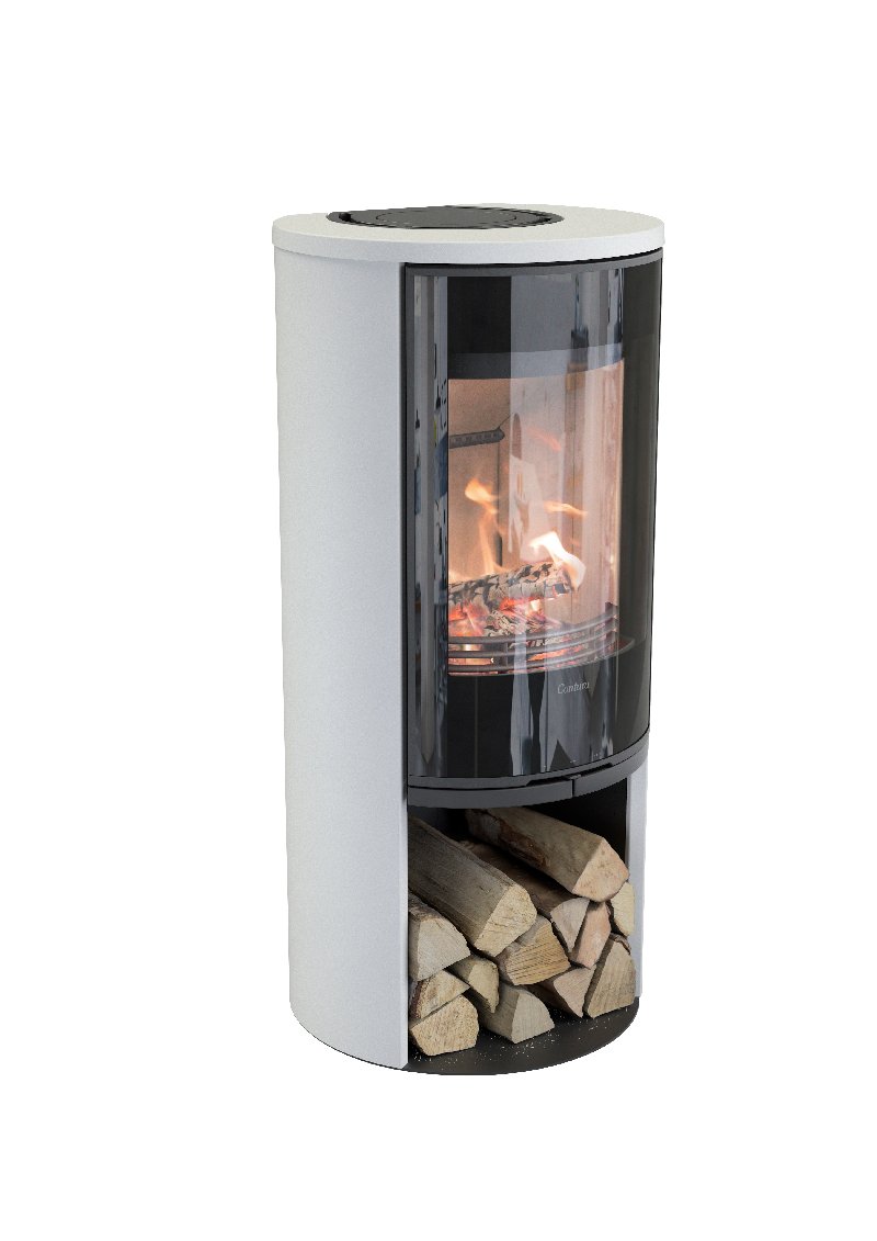 Contura 510 wit - Glazen deur, gietijzeren rooster