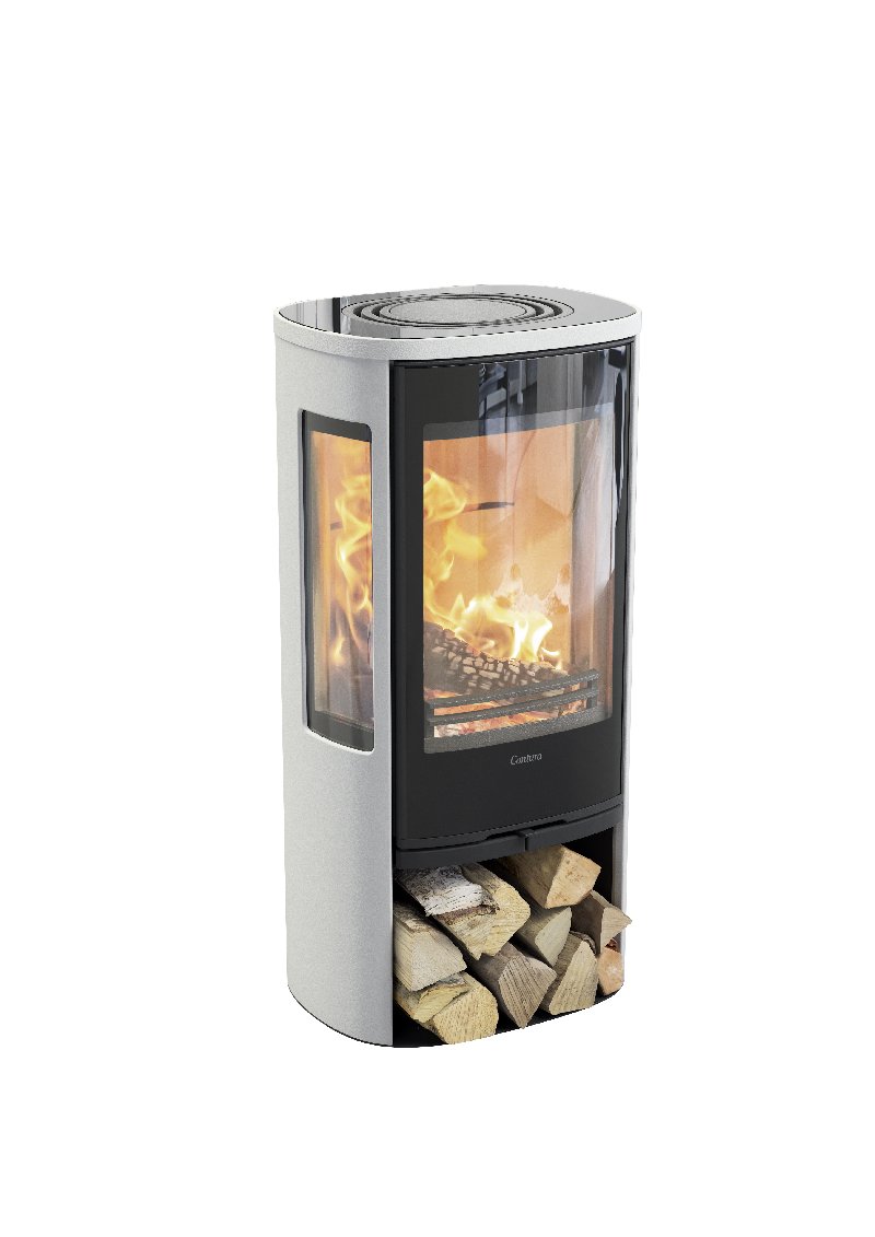 Contura 856 wit - Glasdeur, aluminium plank en zwart glas
