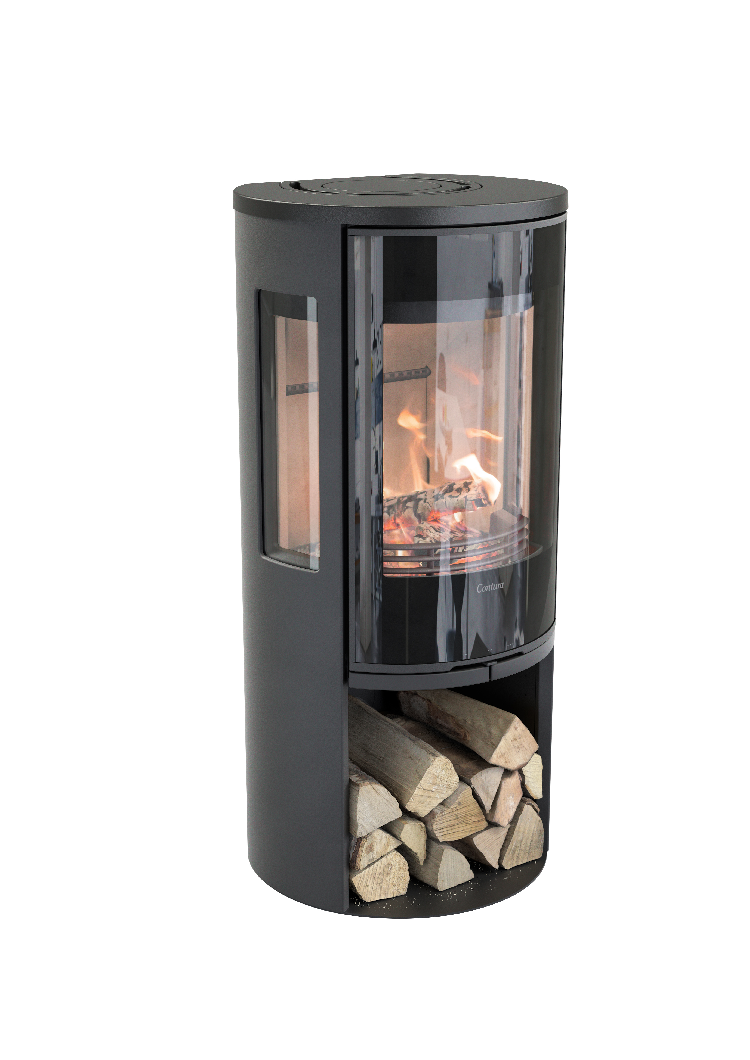 Contura 556 noir - Porte vitrée, plateau en fonte