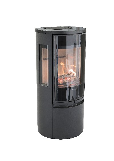Contura 556 zwart - Glazen deur, glazen plateau
