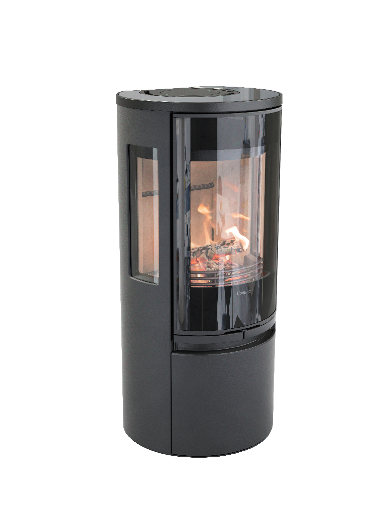 Contura 556 noir - Porte vitrée, plateau en verre