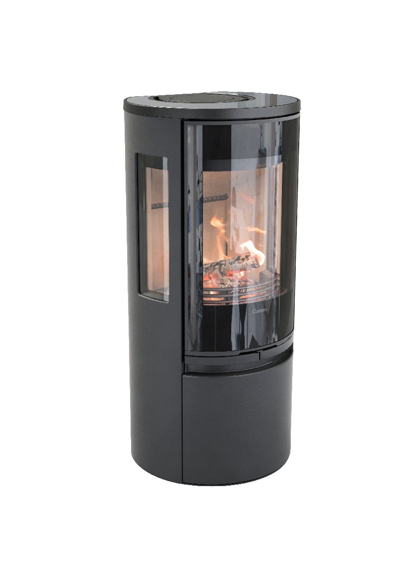 Contura 556 zwart - Glazen deur, glazen plateau