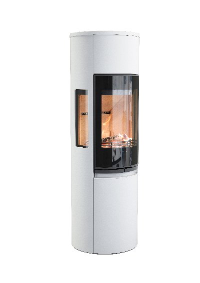 Contura 596 wit - Glazen deur, gietijzeren rooster