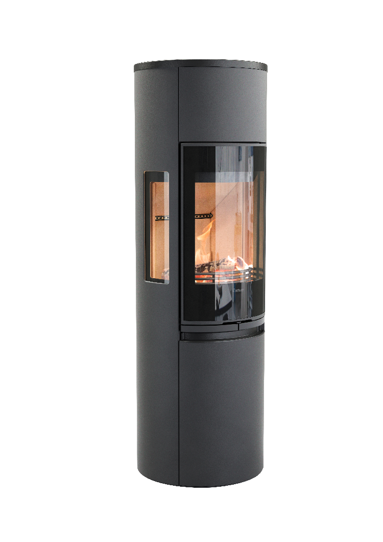 Contura 596 noir - Porte vitrée, Plateau en fonte
