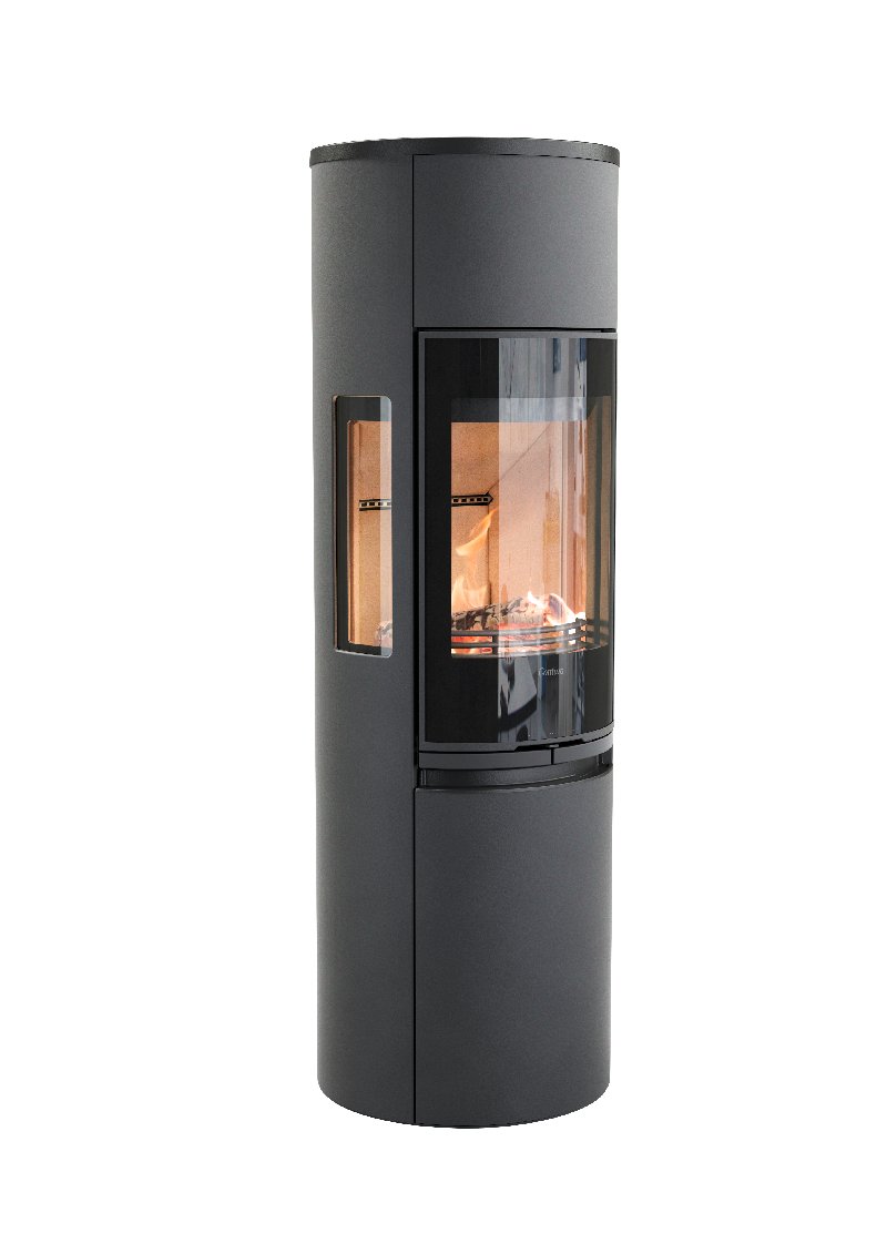 Contura 596 zwart - Glazen deur, gietijzeren rooster