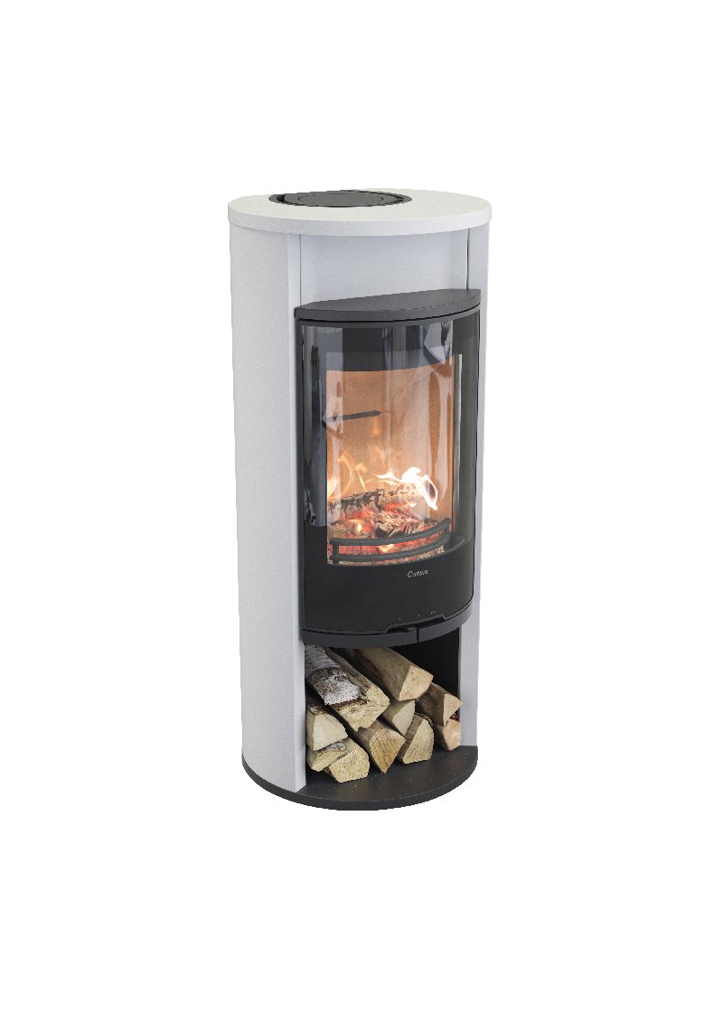 Contura 610 wit - Glazen deur, bovenplaat in gelakt aluminium