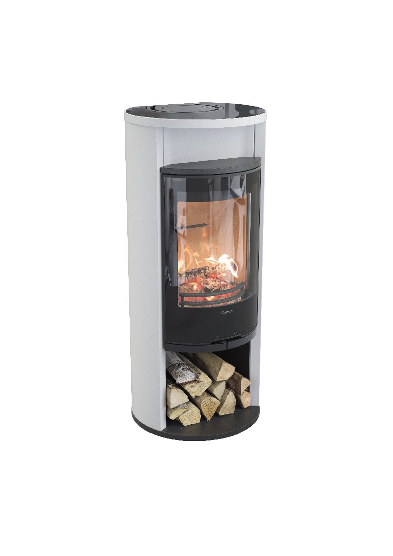 Contura 610 wit - glazen deur, glazen bovenpaneel