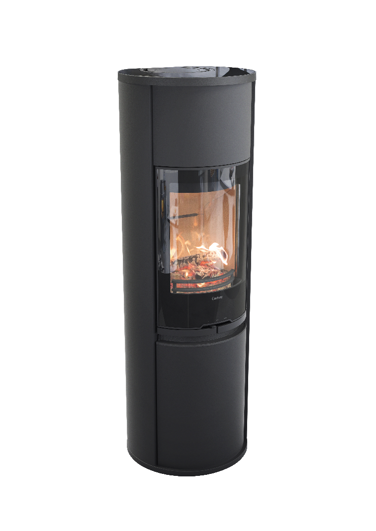 Contura 690 noir - Porte en verre, plateau supérieur en verre
