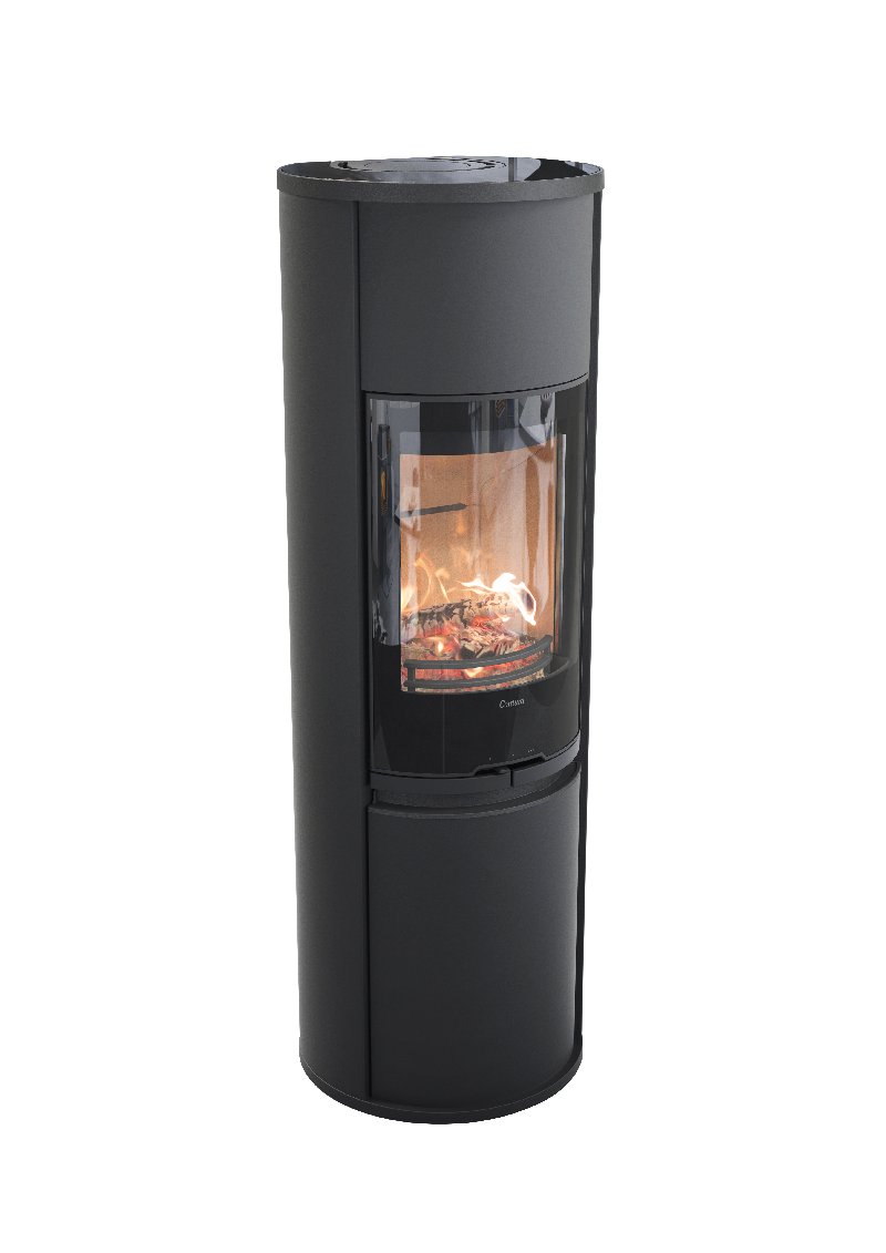 Contura 690 zwart - Glasdeur, glazen bovenplaat