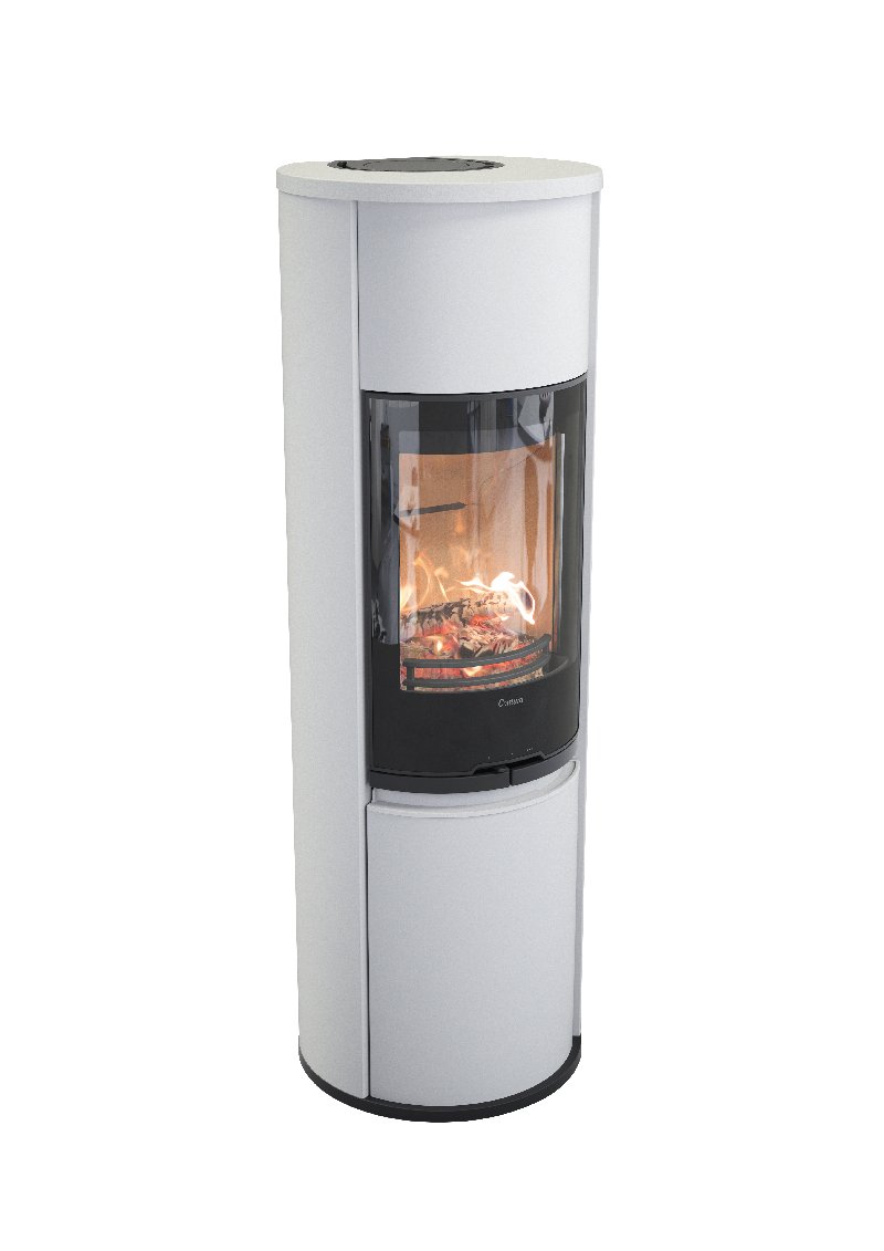 Contura 690 wit - Glasdeur, aluminium gelakte bovenplaat