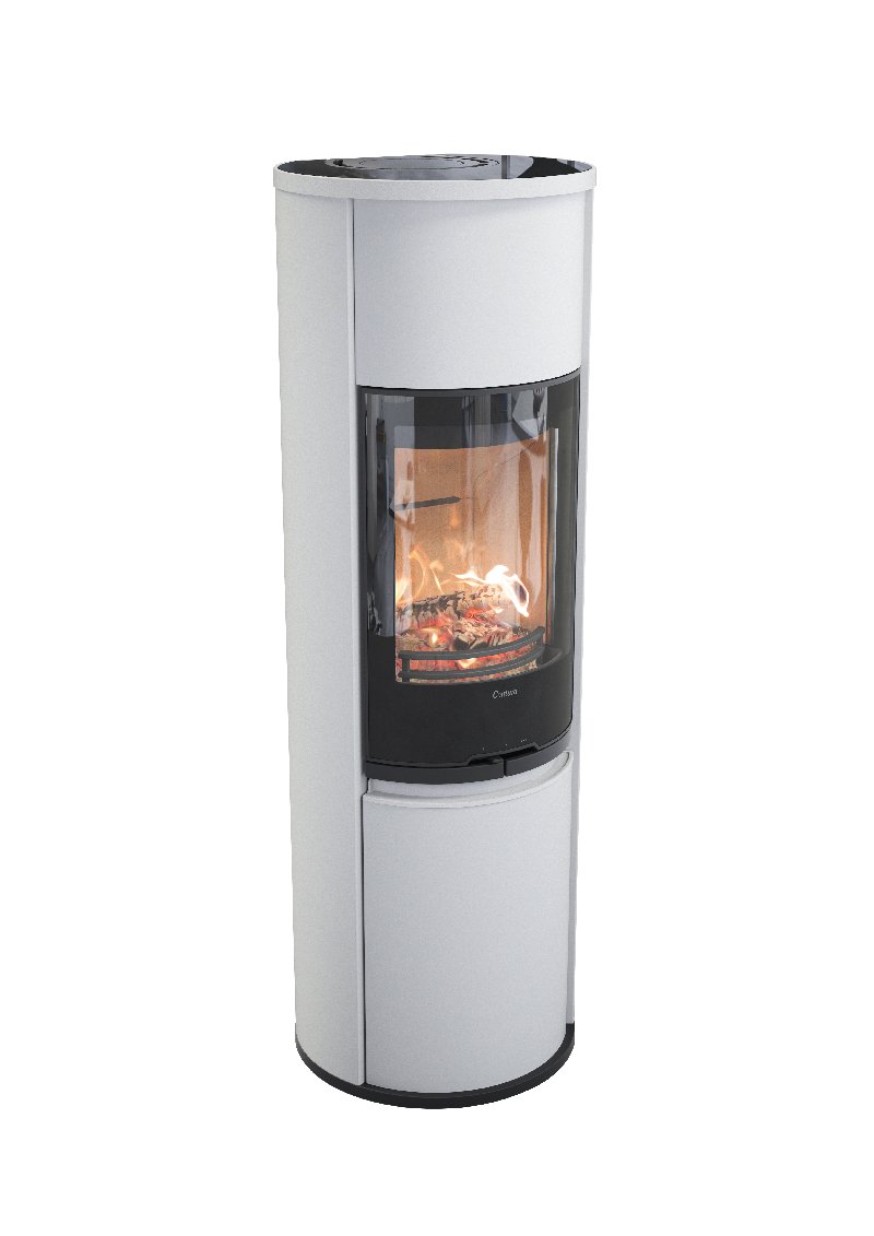 Contura 690 wit - glazen deur, glazen bovenplaat