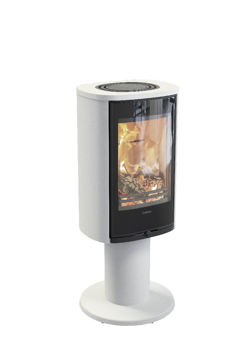 Contura 870 wit - Glasdeur, aluminium gelakte bovenplaat