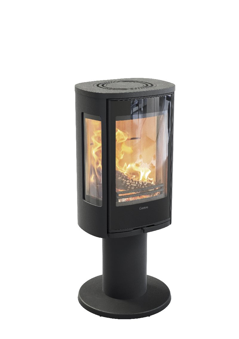 Contura 886 zwart - Glazen deur, gelakte aluminium bovenplaat