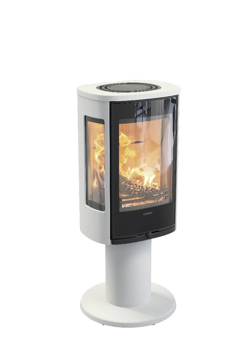 Contura 886 wit - Glasdeur, aluminium gelakte bovenplaat
