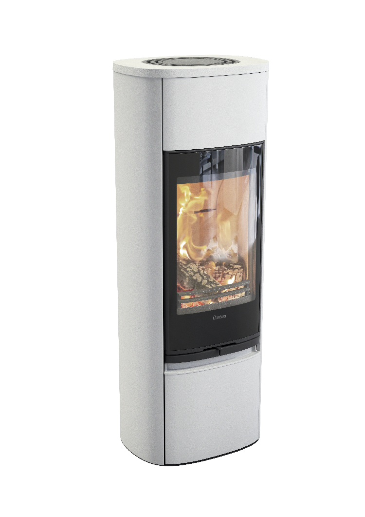 Contura 890 blanc - Porte en verre, plateau supérieur en aluminium laqué