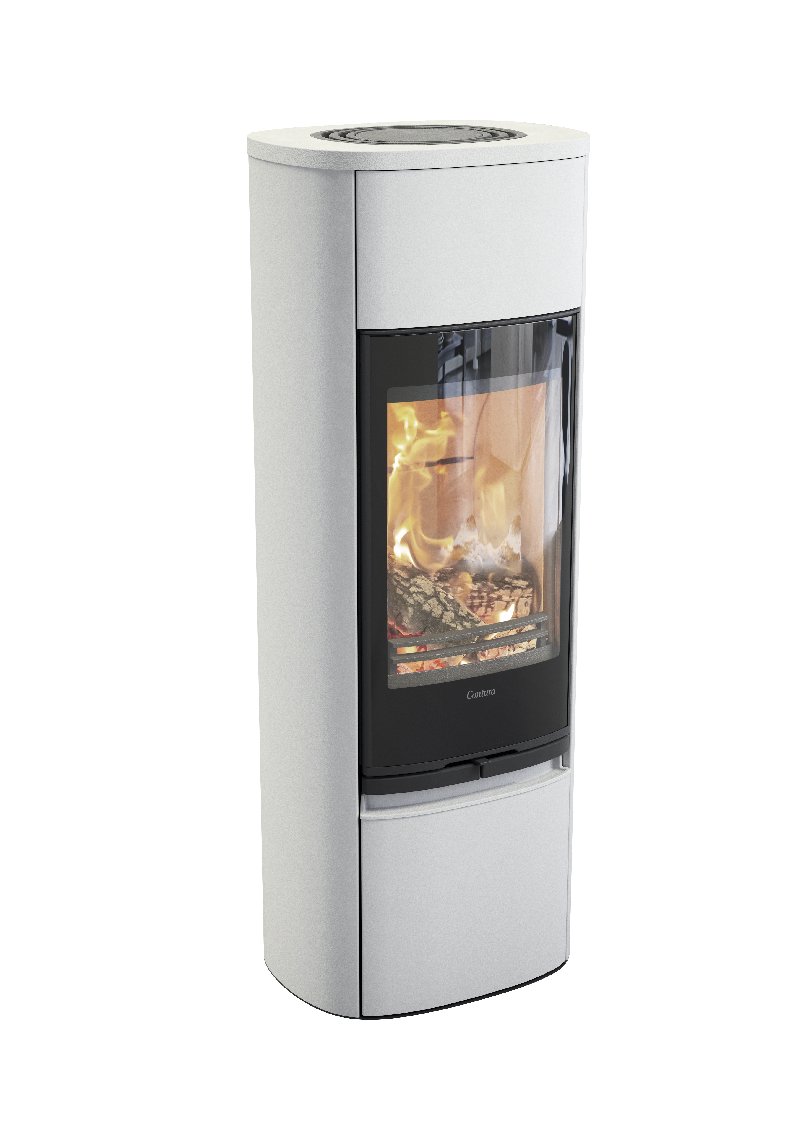 Contura 890 wit - Glasdeur, aluminium gelakte bovenplaat
