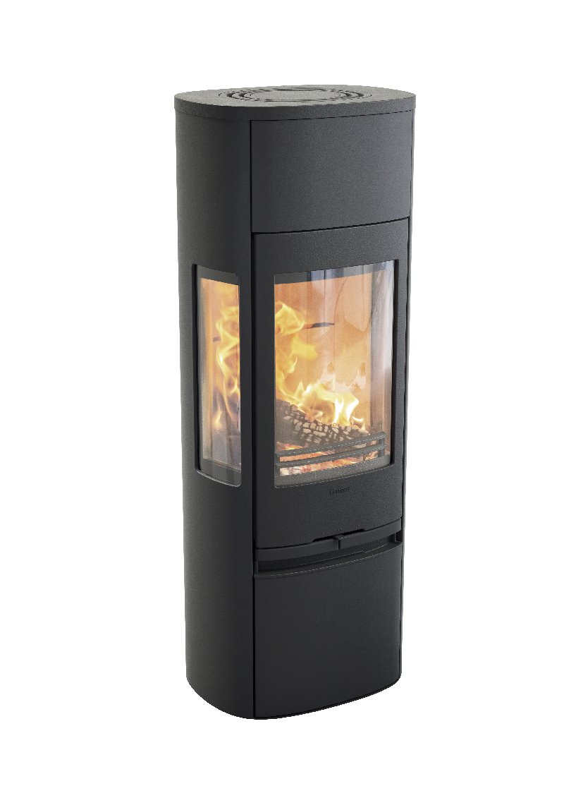 Contura 896 zwart - Gietijzeren deur, gelakte aluminium bovenplaat