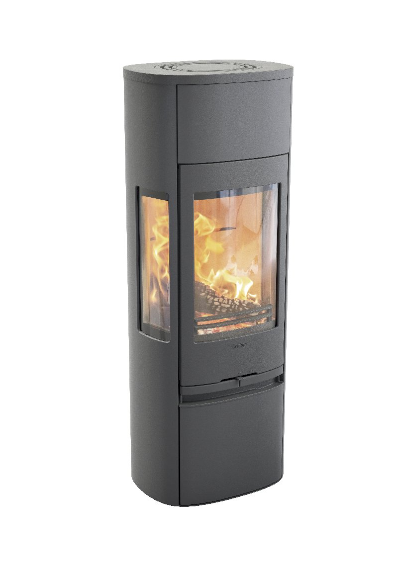Contura 896 grijs - Gietijzeren deur, gelakte aluminium bovenplaat