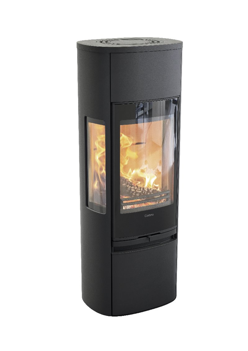 Contura 896 zwart - Glazen deur, gelakte aluminium bovenplaat