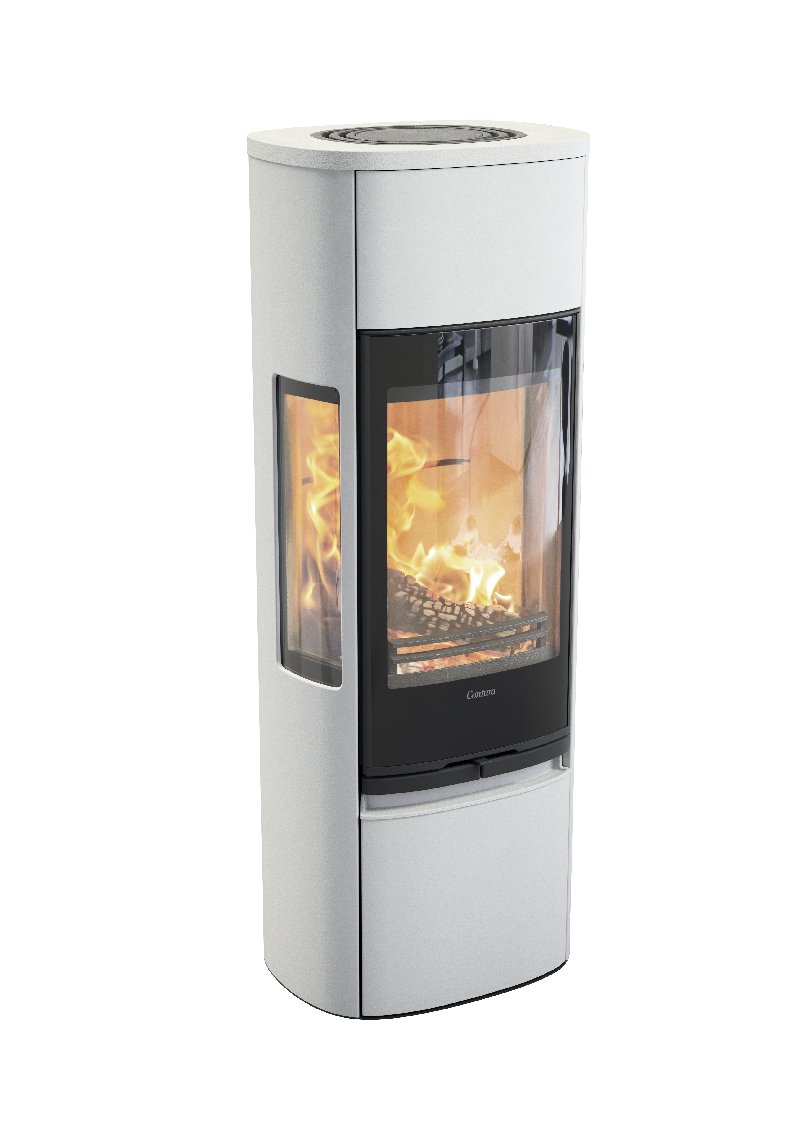 Contura 896 wit - Glasdeur, aluminium gelakte bovenplaat