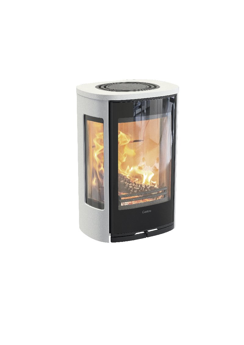 Contura 856w wit - Glazen deur, bovenblad van gelakt aluminium