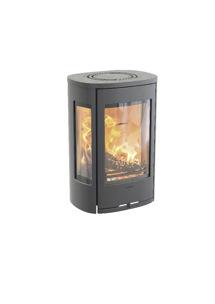 Contura 856w gris - Porte en fonte, plateau en alu laqué
