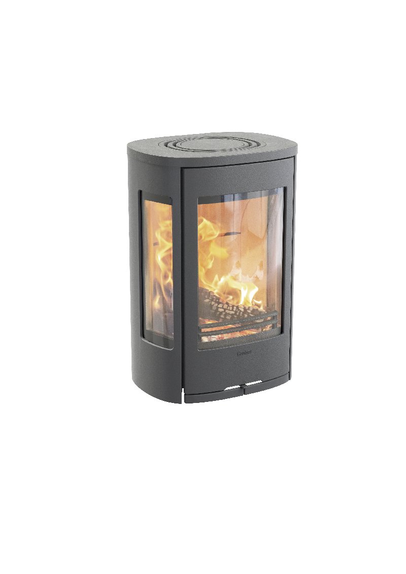 Contura 856w grijs - Gietijzeren deur, bovenblad van gelakt aluminium