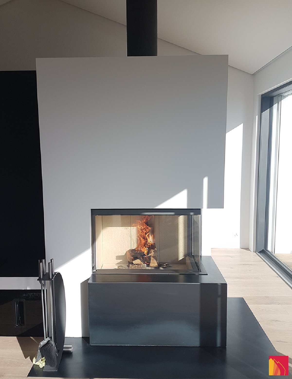 Open haard met zijruit Attika Pure 90 - Carron-Lugon